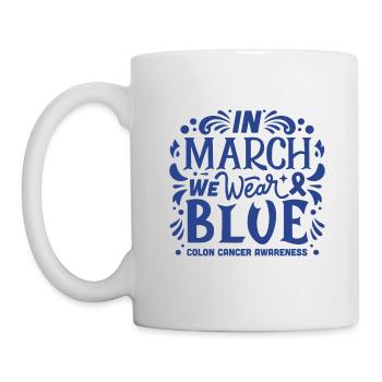 Kolorektale Darmkrebsprävention Blaues Band - Tasse - Weiß - Links