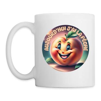 Aujourd'hui j ai la pêche - Mug blanc - blanc - Gauche