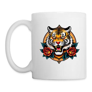 Ferocious tiger tattoo - Mug - white - Left