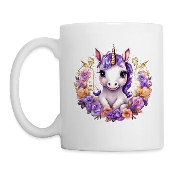 Licorne avec des Roses colorées - Licorne douce - Mug blanc - blanc - Gauche