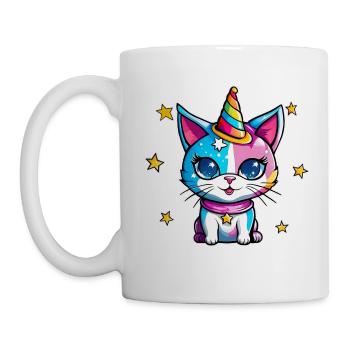 Chat Licorne mignon - Mug blanc - blanc - Gauche