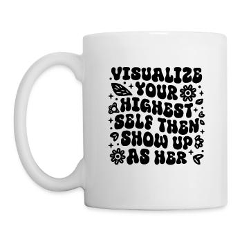 Affirmationen zum Gesetz der Anziehung visualisieren - Tasse - Weiß - Links