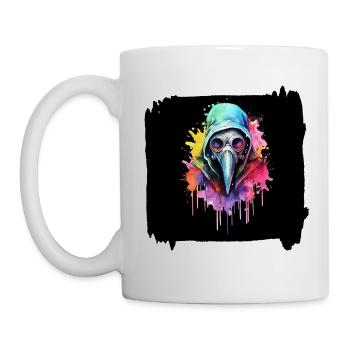 watercolor cyberpunk plague doctor - Mug - white - Left