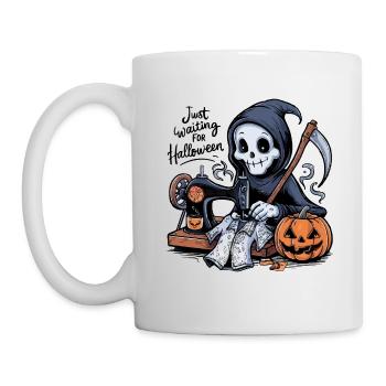 Sensenmann näht Halloween-Kostüm - Tasse - Weiß - Links