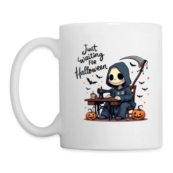 Sensenmann näht Halloween Kostüm - Tasse - Weiß - Links
