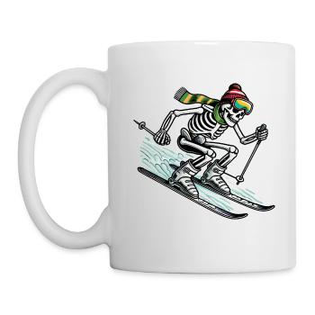 Skeleton à skis - une aventure hivernale avec une touche d’originalité - Mug blanc - blanc - Gauche