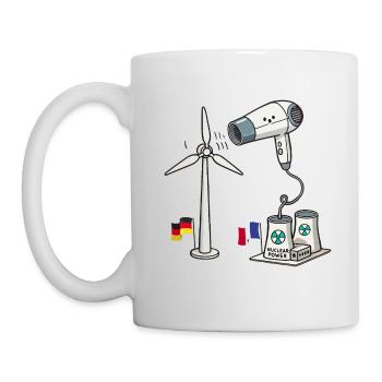 Wind Power vs Nuclear Power Funny Satire - Mug - white - Left