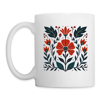 Otomi Blumenmuster Kulturelle Kunst - Tasse - Weiß - Links