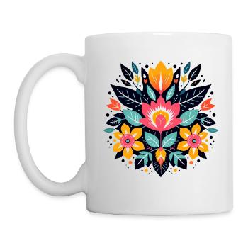 Otomi Blumenmuster Kulturelle Kunst - Tasse - Weiß - Links