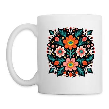 Otomi Blumenmuster Kulturelle Kunst - Tasse - Weiß - Links