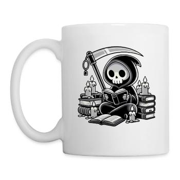 Grim Reaper Bookworm with Scythe - Mug - white - Left