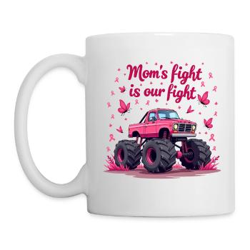 Mom’s Fight Is Our Fight - Breast Cancer Awareness - Mug - white - Left