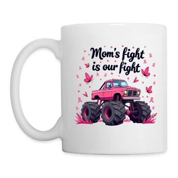 Mom’s Fight Is Our Fight - Breast Cancer Awareness - Mug - white - Left