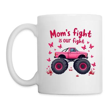 Mom’s Fight Is Our Fight - Breast Cancer Awareness - Mug - white - Left