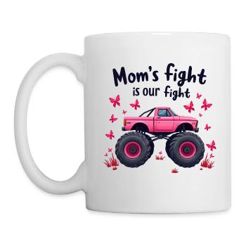 Mom’s Fight Is Our Fight - Breast Cancer Awareness - Mug - white - Left