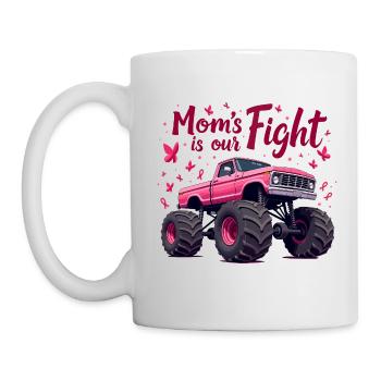Mom’s Fight Is Our Fight - Breast Cancer Awareness - Mug - white - Left