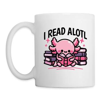 Ich lese Alotl – Süßer Axolotl Bücherwurm - Tasse - Weiß - Links