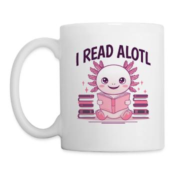 Ich lese Alotl – Süßer Axolotl Bücherwurm - Tasse - Weiß - Links