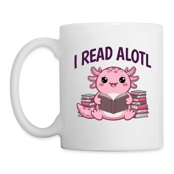 Ich lese Alotl - Süßer Axolotl Bücherwurm - Tasse - Weiß - Links