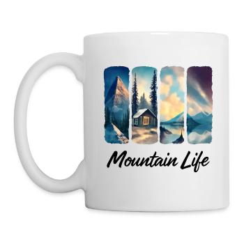 Mountain View with Forest Cabin and Lake - Mug - white - Left