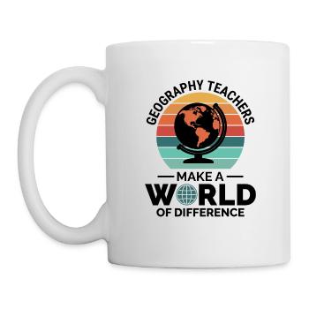 Geographielehrer Globus Weltunterschied - Tasse - Weiß - Links