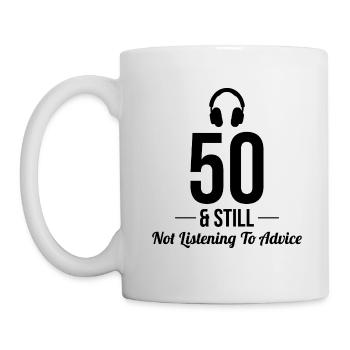50 Nicht Hören Ratschläge Kopfhörer Lustig - Tasse - Weiß - Links
