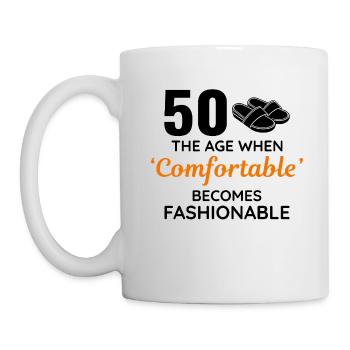 50th Birthday Comfortable Fashionable Slippers - Mug - white - Left