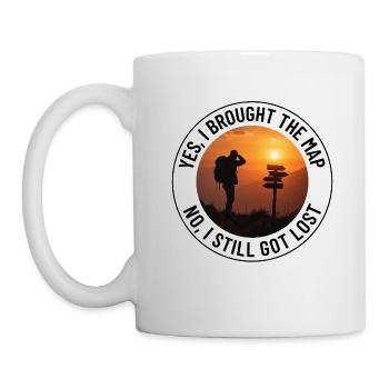 Cartographie en plein air Randonneur Panneau indicateur Coucher de soleil Aventure - Mug blanc - blanc - Gauche
