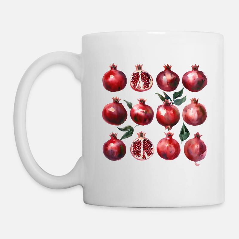 Granatapfel Aquarell Kunst - Tasse - Weiß