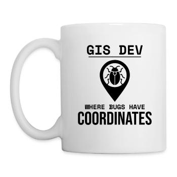 Coordonnées de débogage de développement SIG Bug géospatial - Mug blanc - blanc - Gauche