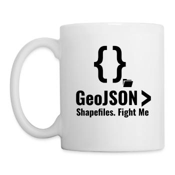 Debatte über GeoJSON-Shapefiles GIS-Datenformat - Tasse - Weiß - Links