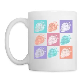 Erdbeeren Bunte Sommerfarben - Tasse - Weiß - Links