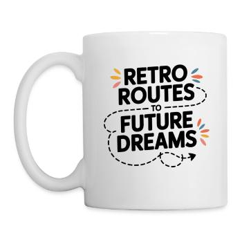 Retro Routen Future Dreams Kompass Karte - Tasse - Weiß - Links
