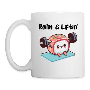 Lustiges Sushi stemmt Gewichte - Tasse - Weiß - Links