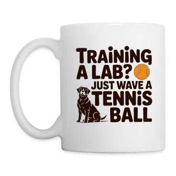 Labrador entraînement balle de tennis chien drôle - Mug blanc - blanc - Gauche