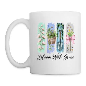 Blühe mit Anmut Gartenblumen Kunst - Tasse - Weiß - Links