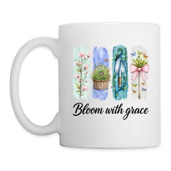 Blühe mit Anmut Gartenblumen Kunst - Tasse - Weiß - Links