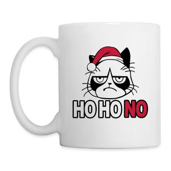 Grumpy Christmas Cat T-shirt - Ho Ho No - Mug - white - Left