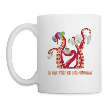 La mer n'est pas une poubelle! Journée de la Terre - Mug blanc - blanc - Gauche