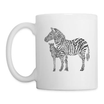 Swirly Zebrafamilie - Tasse - Weiß - Links