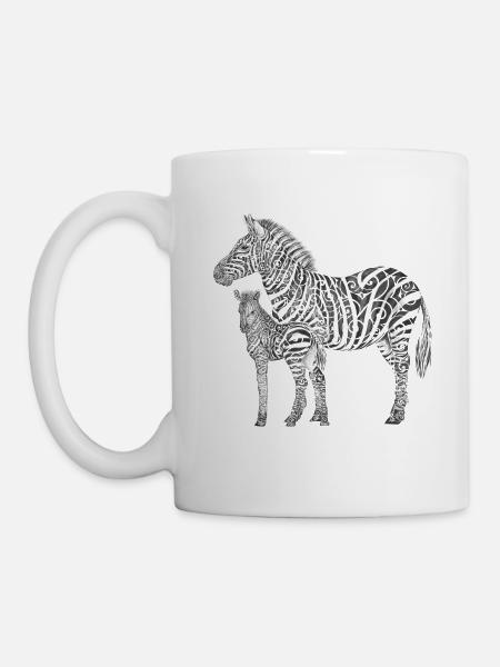Swirly Zebrafamilie - Tasse - Weiß
