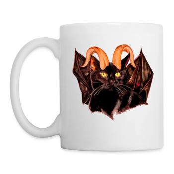 Chat démon - Chat noir - Mug blanc - blanc - Gauche