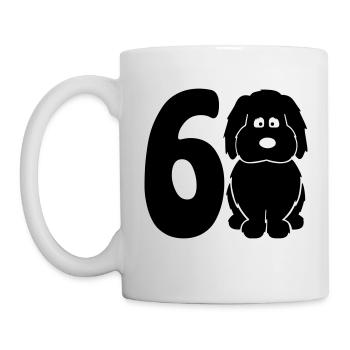 60 ans (et) heureux avec un chien - Mug blanc - blanc - Gauche