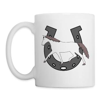 Hufeisen Pferd Reiterin Pferde Pony Schimmel Stute - Tasse - Weiß - Links