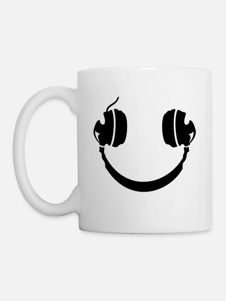 Smiley Headphone - Tasse - Weiß