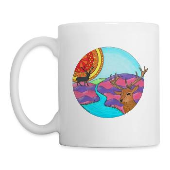 Scottish Stags in Highlands - Mug - white - Left