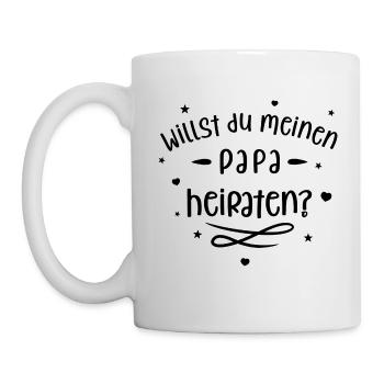 Willst du Papa heiraten? Heiratsantrag mit Kind! - Tasse - Weiß - Links