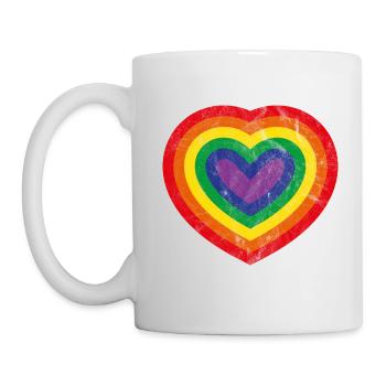 Konzentrischer Stolz Herz Vintage - Tasse - Weiß - Links