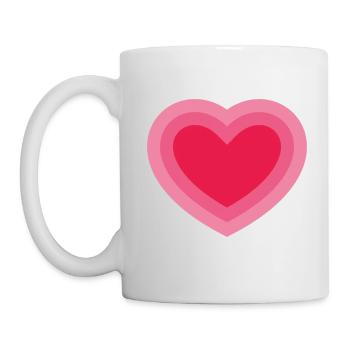 Konzentrisches rosa Herz - Tasse - Weiß - Links