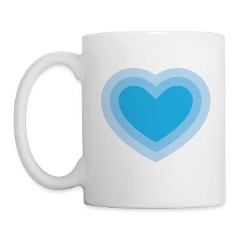 Konzentrisches blaues Herz - Tasse - Weiß - Links